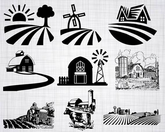 570x456 Farm Bundle, Farm Clipart, Farm For Silhouette