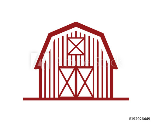 500x400 Line Art Red Barn Building Symbol Logo Vector