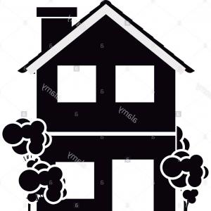300x300 Stock Illustration Sticker Silhouette House Two Floors Trees