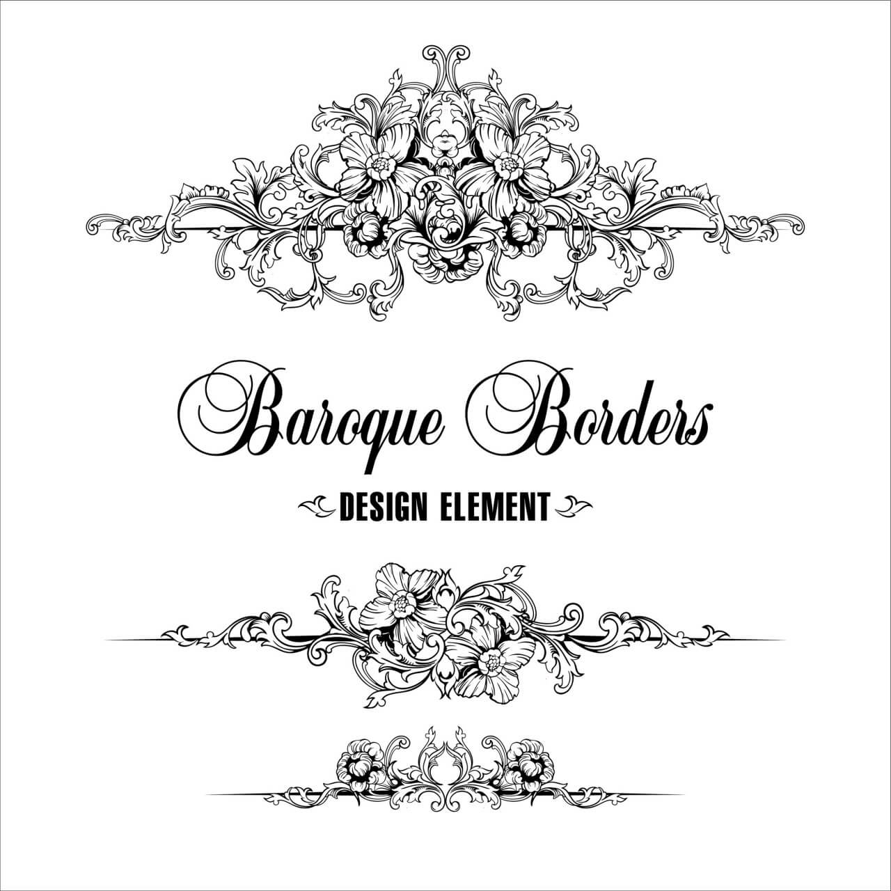 1280x1280 Free Vector Ornamental Border Baroque Pattern