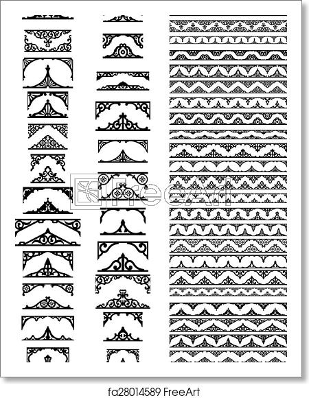 450x580 Free Art Print Of Vector Baroque Border Set Baroque Border