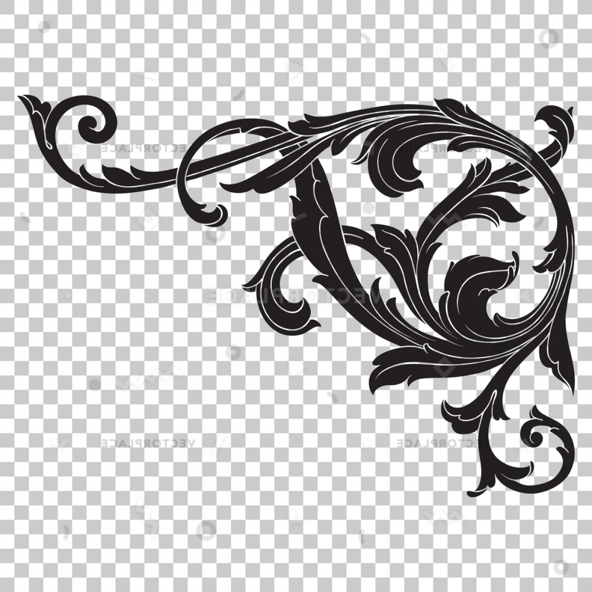 1200x1200 Isolate Vintage Baroque Ornament Retro Pattern Vector Illustration