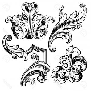 300x300 Photostock Vector Vintage Baroque Victorian Frame Border Monogram