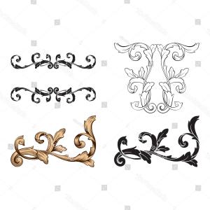 300x300 Vintage Baroque Corner Scroll Ornament Engraving Cqrecords