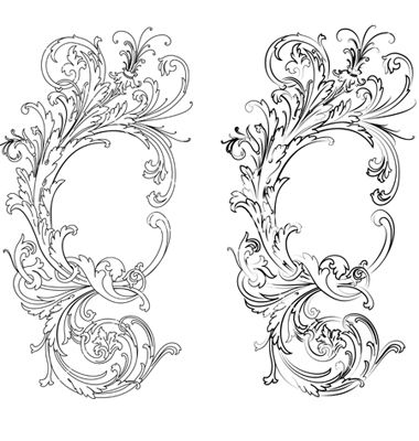 380x400 Baroque Patterns Vector Diy Style Filigree Tattoo, Baroque