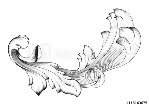 500x354 Vintage Baroque Ornament Swirl Victorian Engraving Floral Filigree
