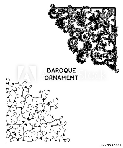 417x500 Vintage Baroque Corner Ornament Damask Decorative Design Element