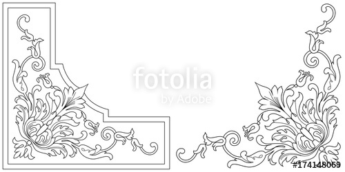 500x250 Baroque Vector Set Of Vintage Elements For Design Decorative