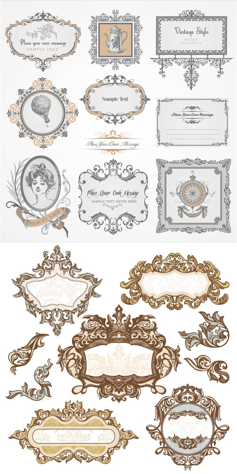 800x1600 Decorative Baroque Frames Vector Free Vector Graphic Resources