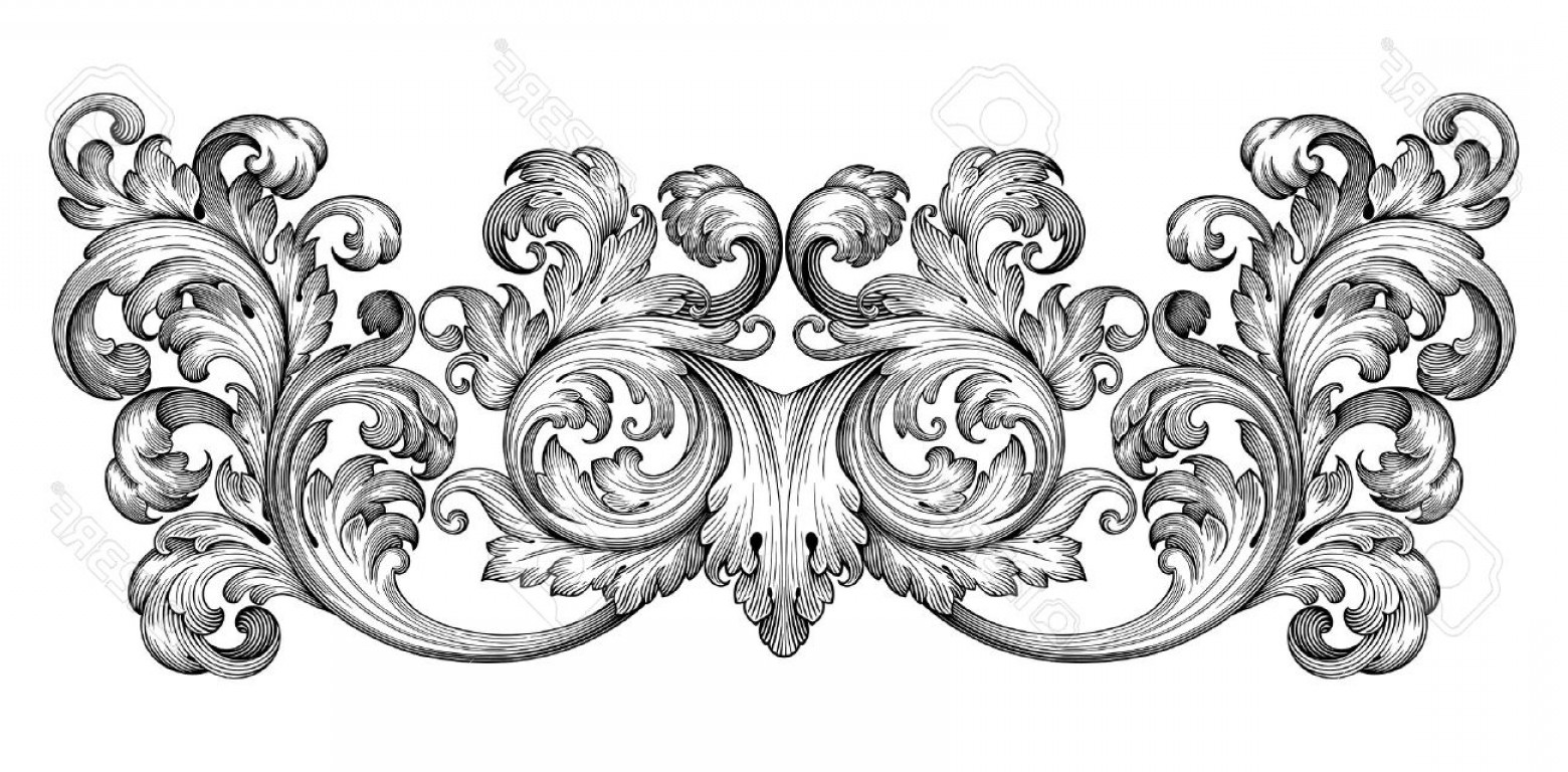1560x768 Photostock Vector Vintage Baroque Frame Leaf Scroll Floral