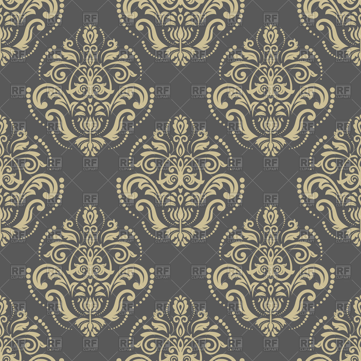 1200x1200 Seamless Pattern In Baroque Style On Grey Background Vector Image