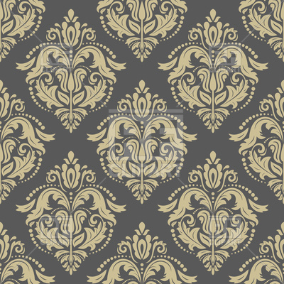 400x400 Seamless Pattern With Baroque Leaves On Grey Background Vector