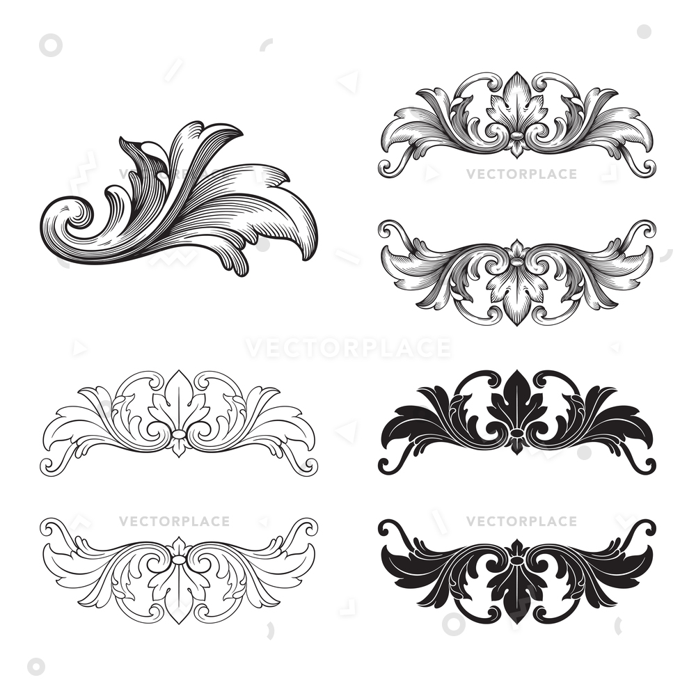 1000x1000 Classical Baroque Set Vintage Elements For Vector Illustration