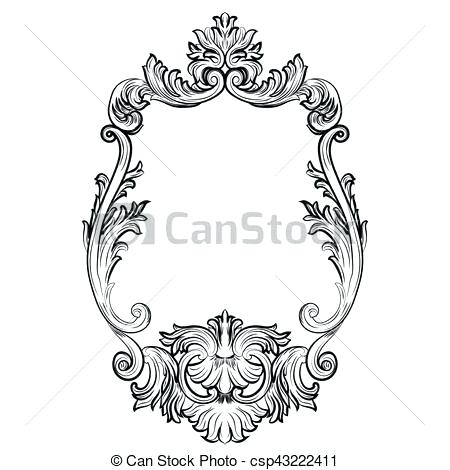450x470 Rococo Mirror Frame Decor Baroque Vector French Luxury Rich Carved