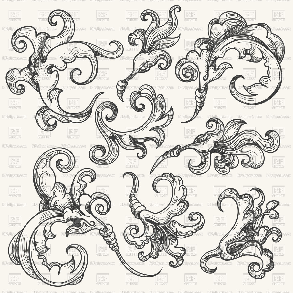 1200x1200 Vintage Baroque Floral Ornament Vector Image Of Design Elements