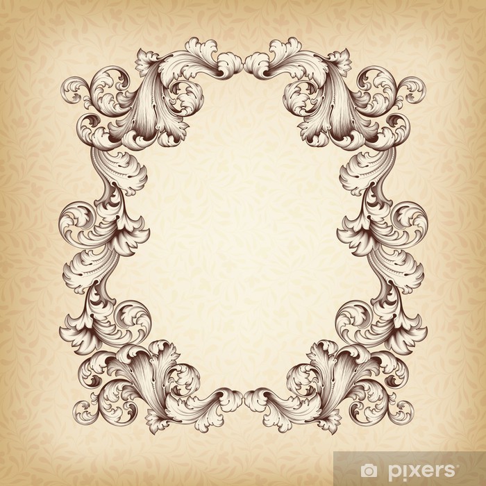 700x700 Vintage Border Frame Engraving Baroque Vector Wall Mural Pixers