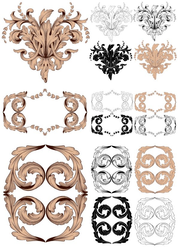 595x842 Baroque Vector Vintage Elements For Design Free Vector Cdr