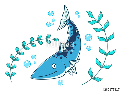 500x382 Cartoon Barracuda And Seaweed Stock Image And Royalty Free Vector