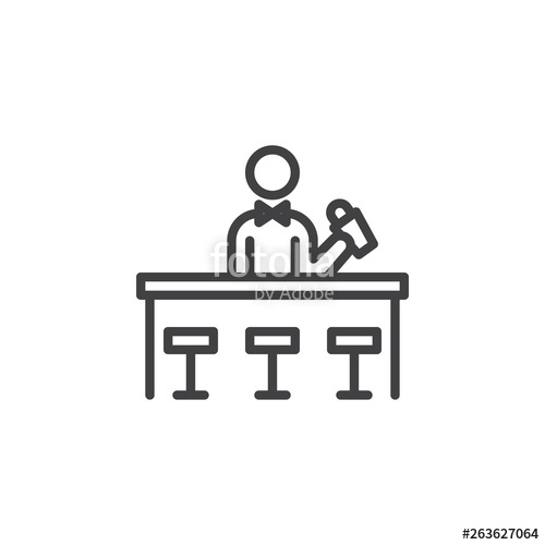 500x500 Bartender Mixing Cocktail Line Icon Linear Style Sign For Mobile