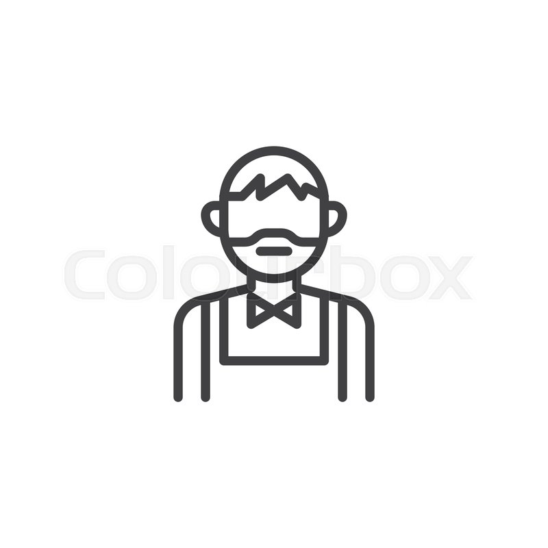 800x800 Bearded Bartender Line Icon Linear Stock Vector Colourbox