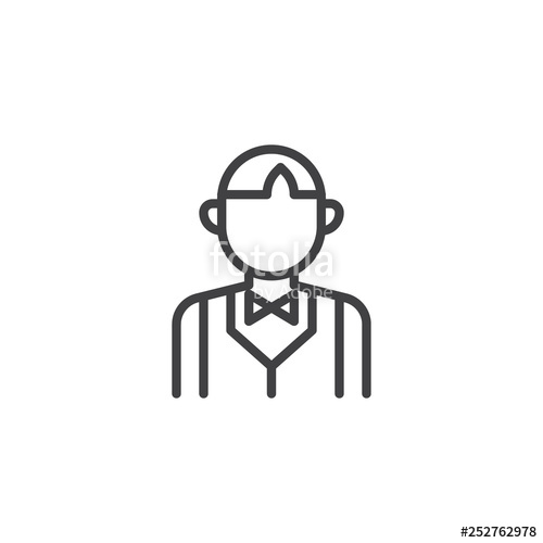 500x500 Waiter Avatar Line Icon Linear Style Sign For Mobile Concept