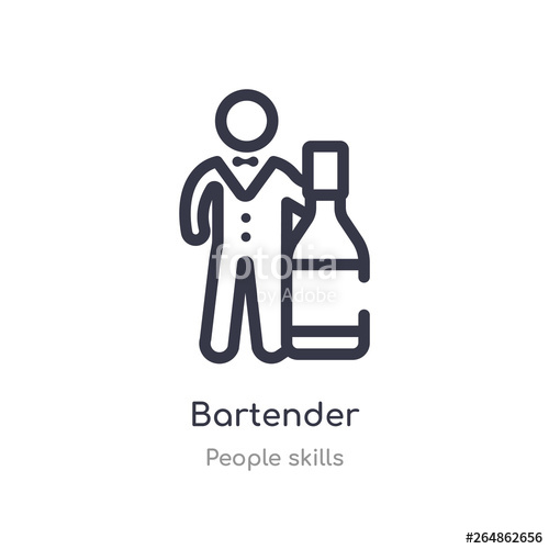 500x500 Bartender Outline Icon Isolated Line Vector Illustration