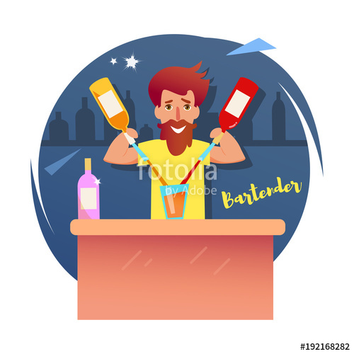 500x500 Bartender Vector Cartoon Isolated Stock Image And Royalty Free