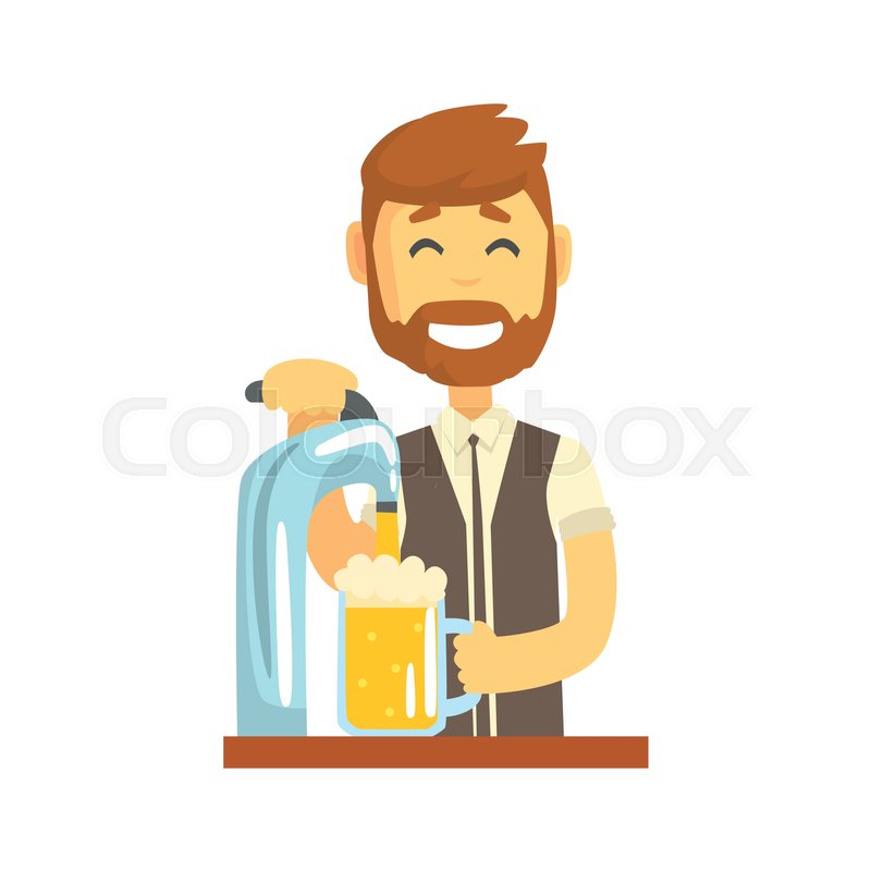 800x800 Smiling Bearded Bartender Man Stock Vector Colourbox