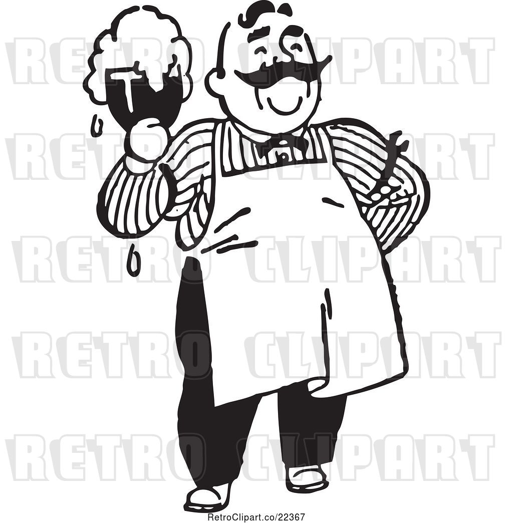 1024x1044 Vector Clip Art Of Retro Bartender Holding A Frothy Beer