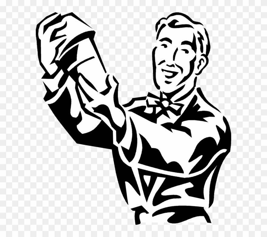 880x780 Vector Illustration Of Barroom Bartender Mixes Alcohol Clipart