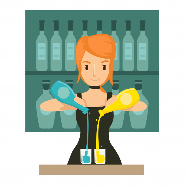 626x626 Young Girl Bartender Mixing Cocktail In Th Bar Vector Premium