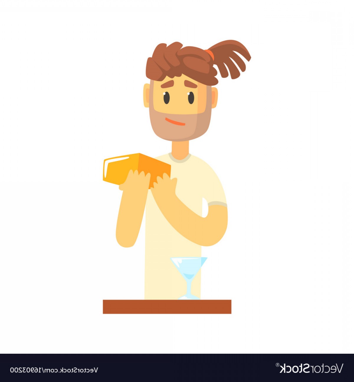 1200x1296 Bartender Man Character With Dreadlocks Standing Vector Soidergi