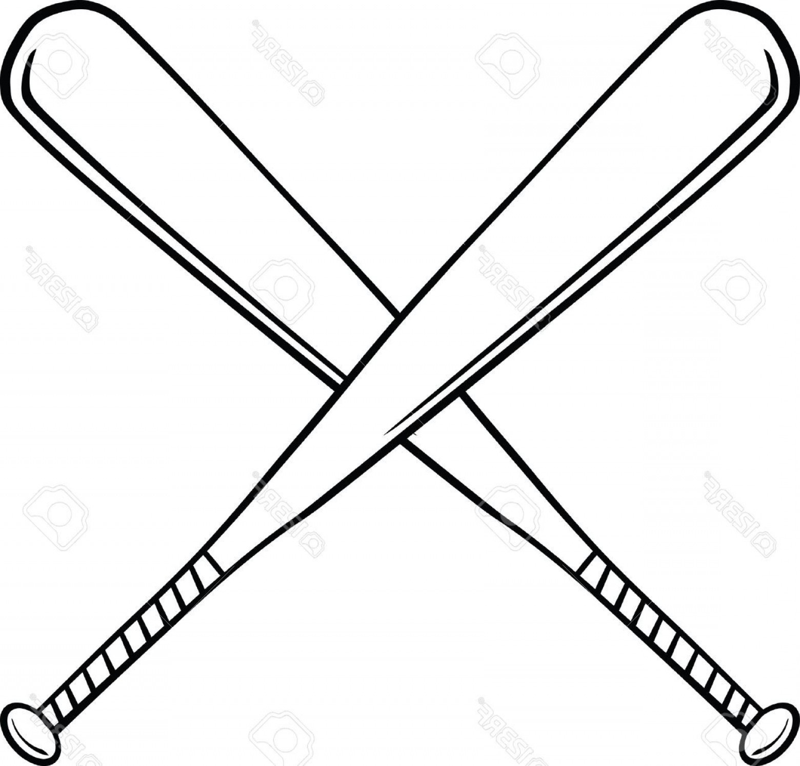 1560x1492 Black And White Crossed Baseball Bats Illustration Isolated On Bat
