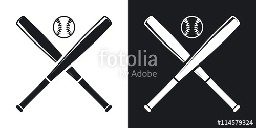 500x250 Vector Baseball Bats And Ball Icon Two Tone Version On Black