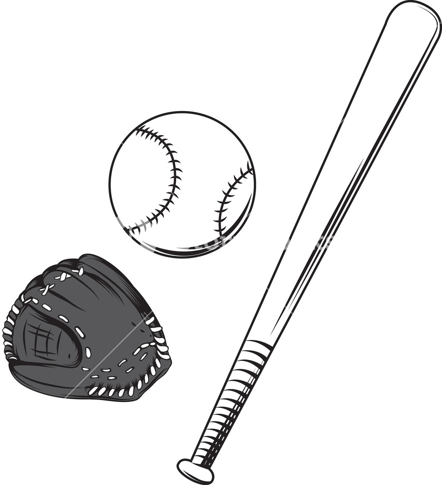 911x1000 Baseball Bat Vector Element With Ball Royalty Free Stock Image