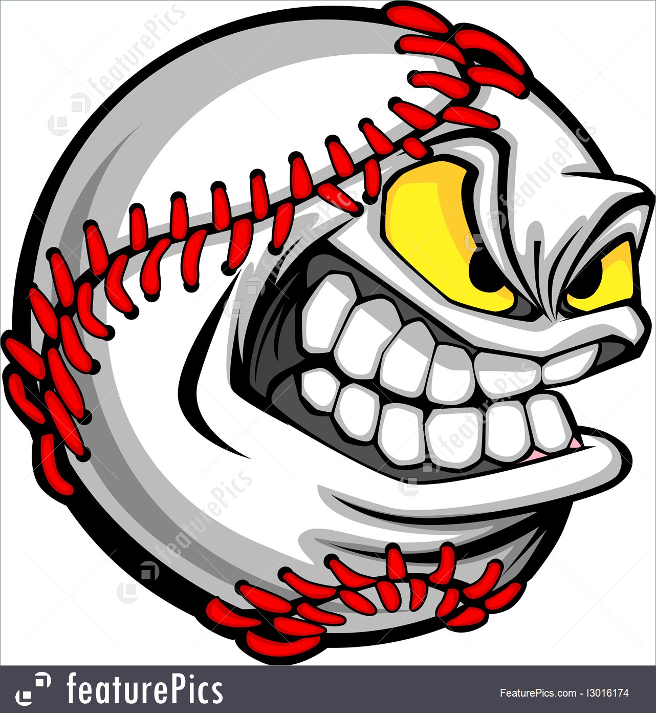 1282x1392 Baseball Face Cartoon Ball Vector Image