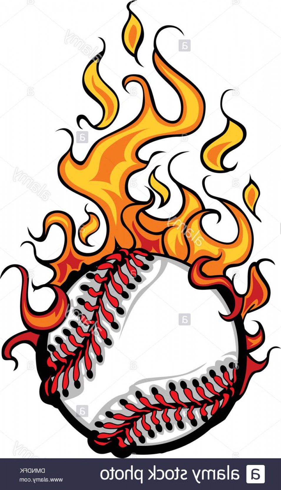 955x1668 Baseball Softball Flaming Ball Vector Cartoon Image Handandbeak