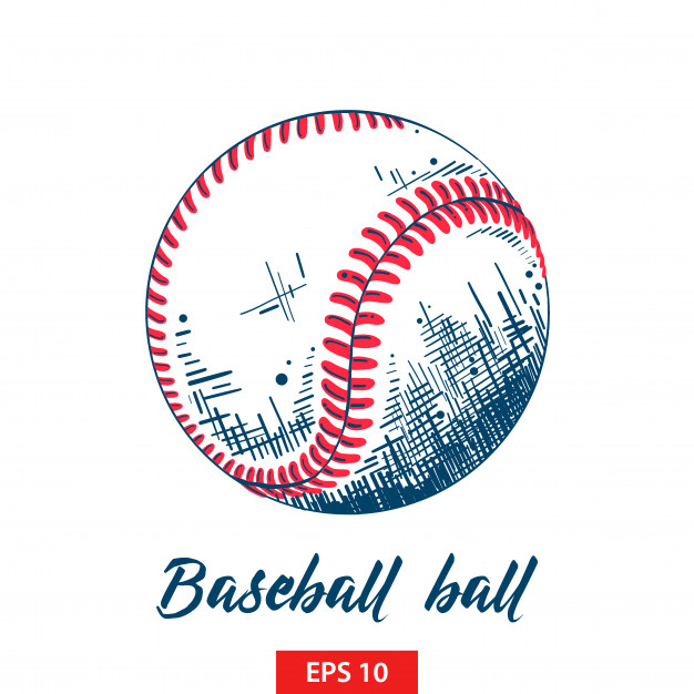 626x626 Hand Drawn Sketch Of Baseball Or Softball Ball Vector Premium