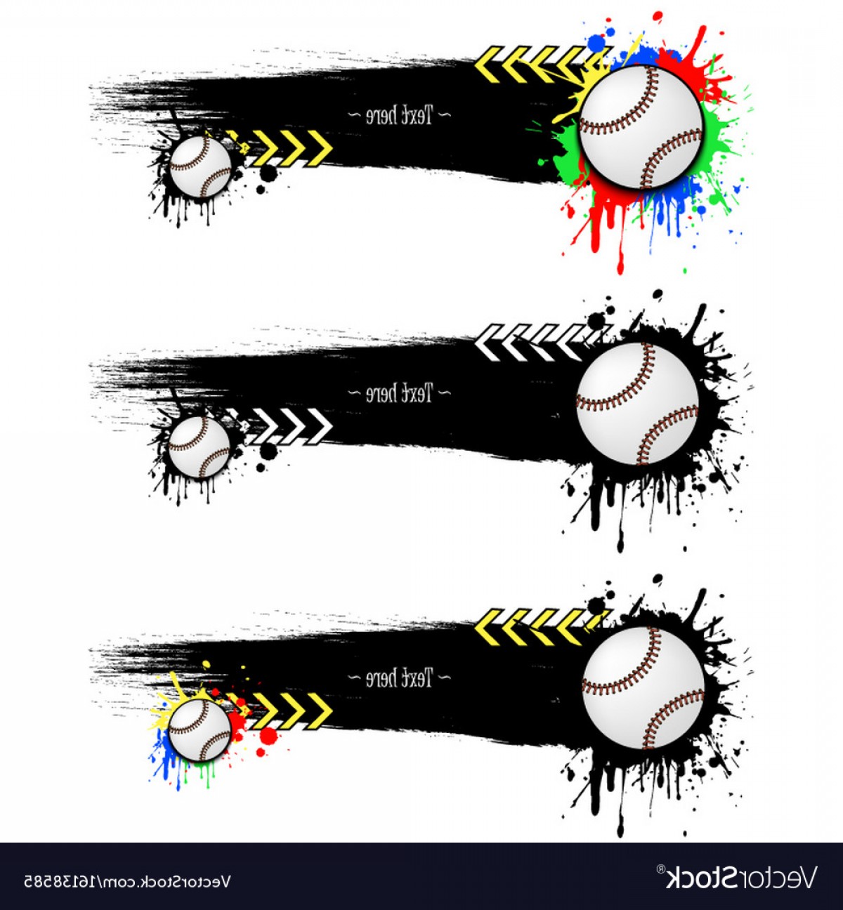 1200x1296 Set Grunge Banners With Blots And Baseball Balls Vector Soidergi