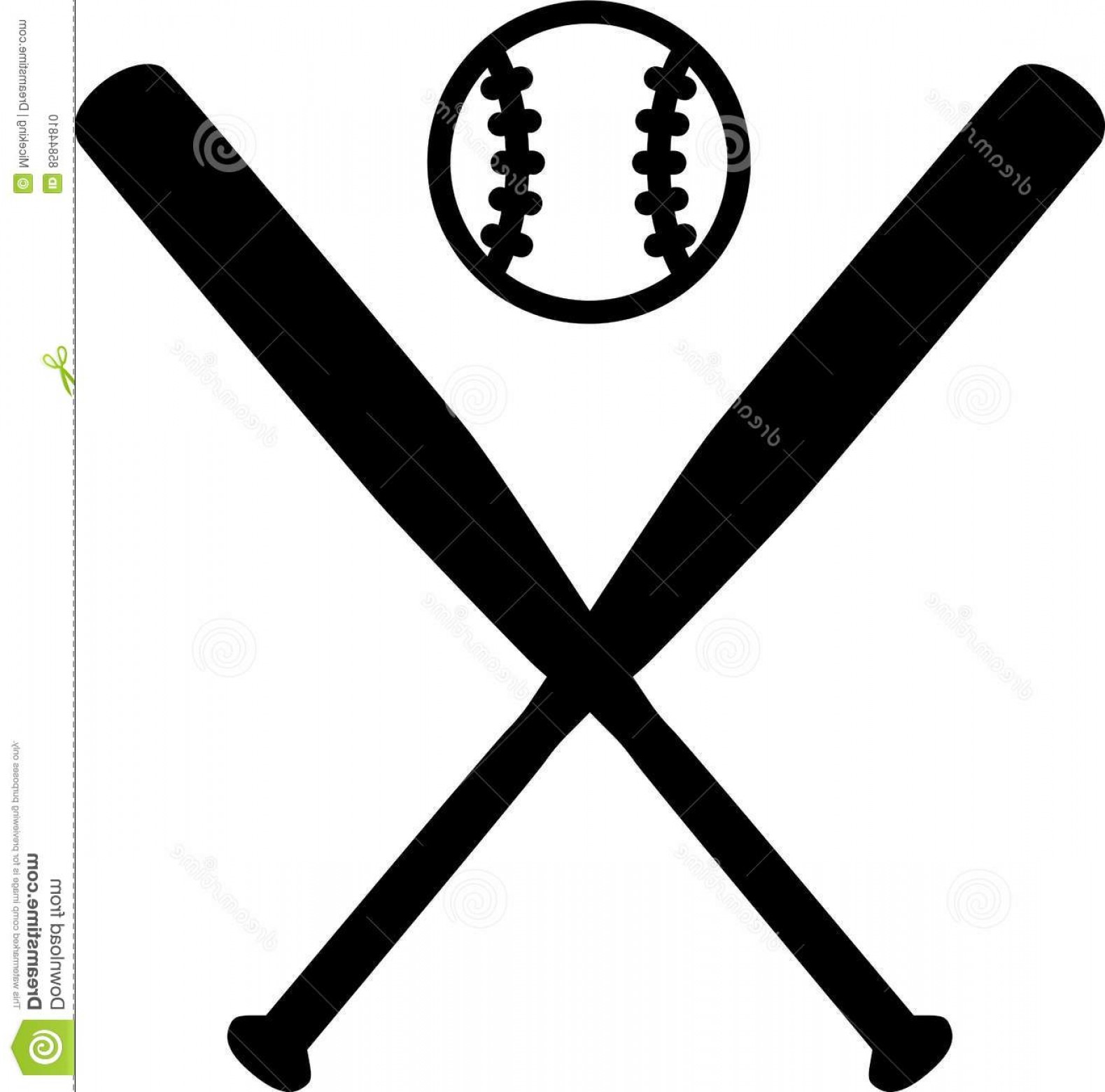1579x1560 Stock Illustration Baseball Bats Ball Crossed Image Studiogrfx