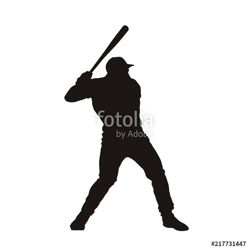 500x500 Baseball Player Isolated Vector Silhouette Batter Stock Image