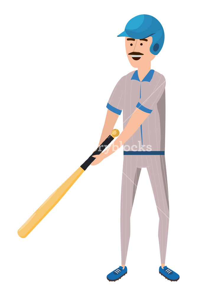 667x1000 Baseball Batter Player Isolated Cartoon Vector Illustration