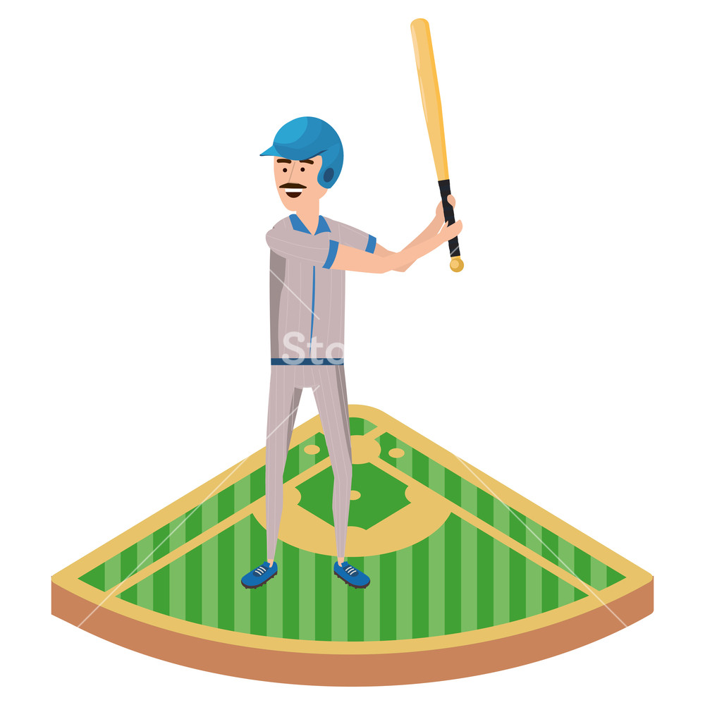 1000x1000 Baseball Batter Player On Base Isolated Cartoon Vector