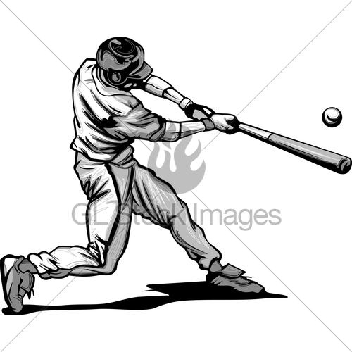 500x500 Baseball Batter Hitting Pitch Vector Image Gl Stock Images