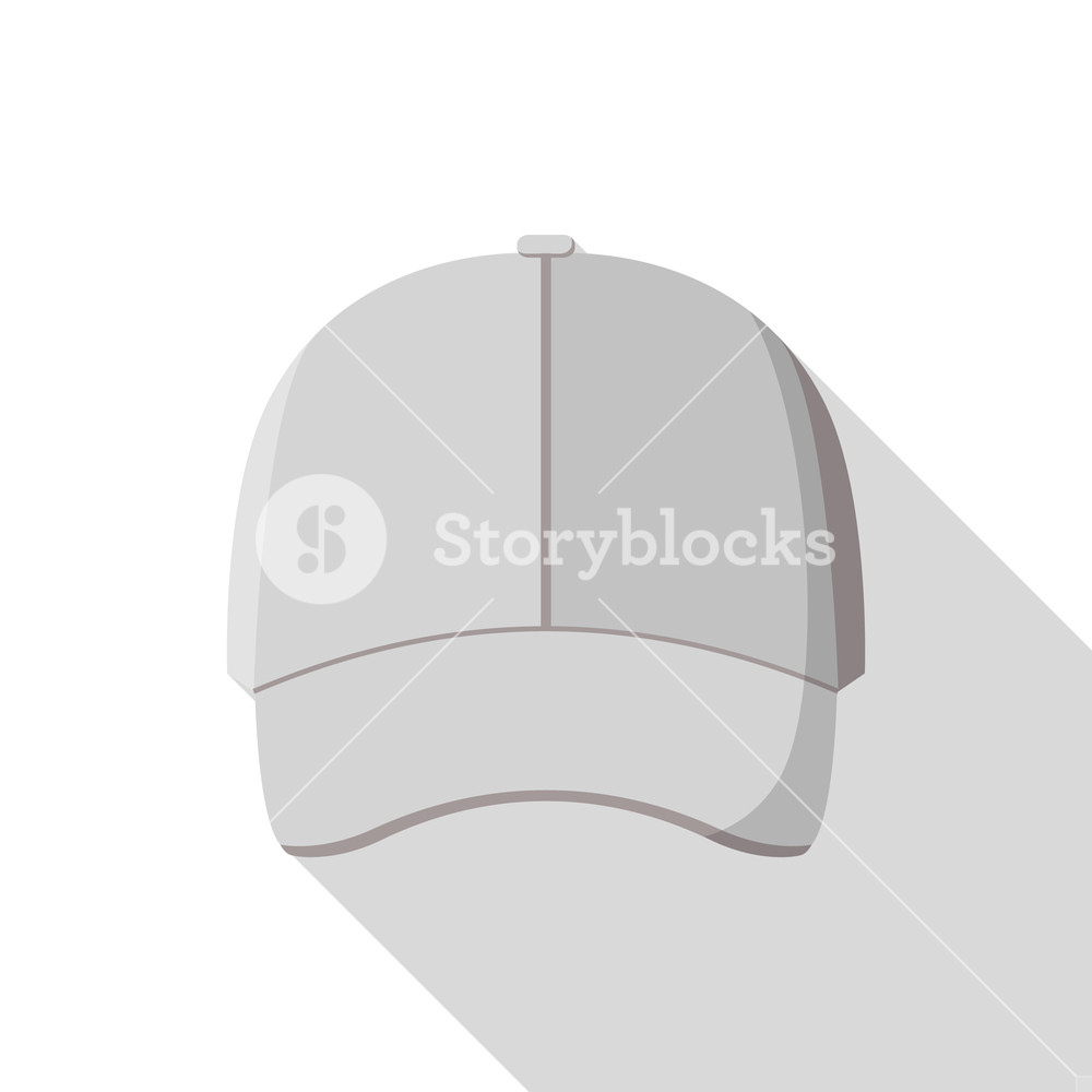 1000x1000 Grey Front Baseball Cap Icon Flat Illustration Of Grey Front