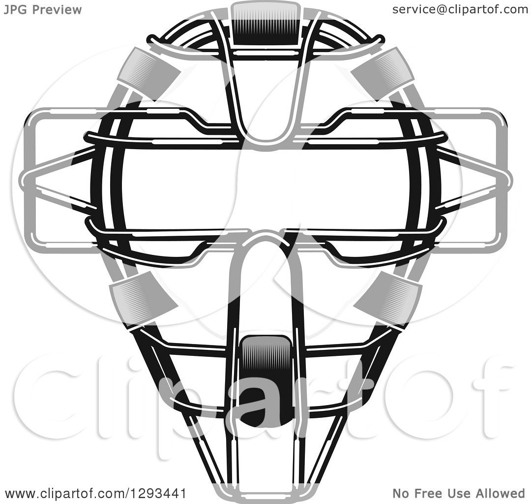 1080x1024 Clipart Of A Grayscale Baseball Catchers Mask