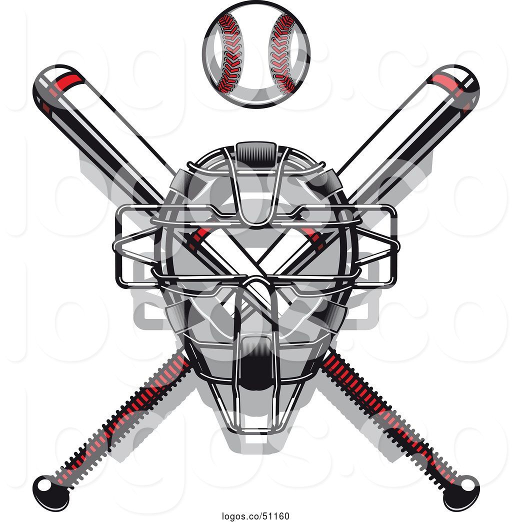 1024x1044 Logo Of White And Red Baseball And Crossed Bats With A Catchers