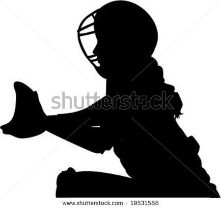 450x425 Stock Vector Sports Woman Silhouette, Catcher, Softball