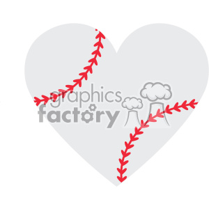 300x300 Love Baseball Heart Design Vector Clipart Royalty