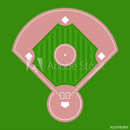 500x500 Baseball Diamond Field Top View Vector Flat Illustration